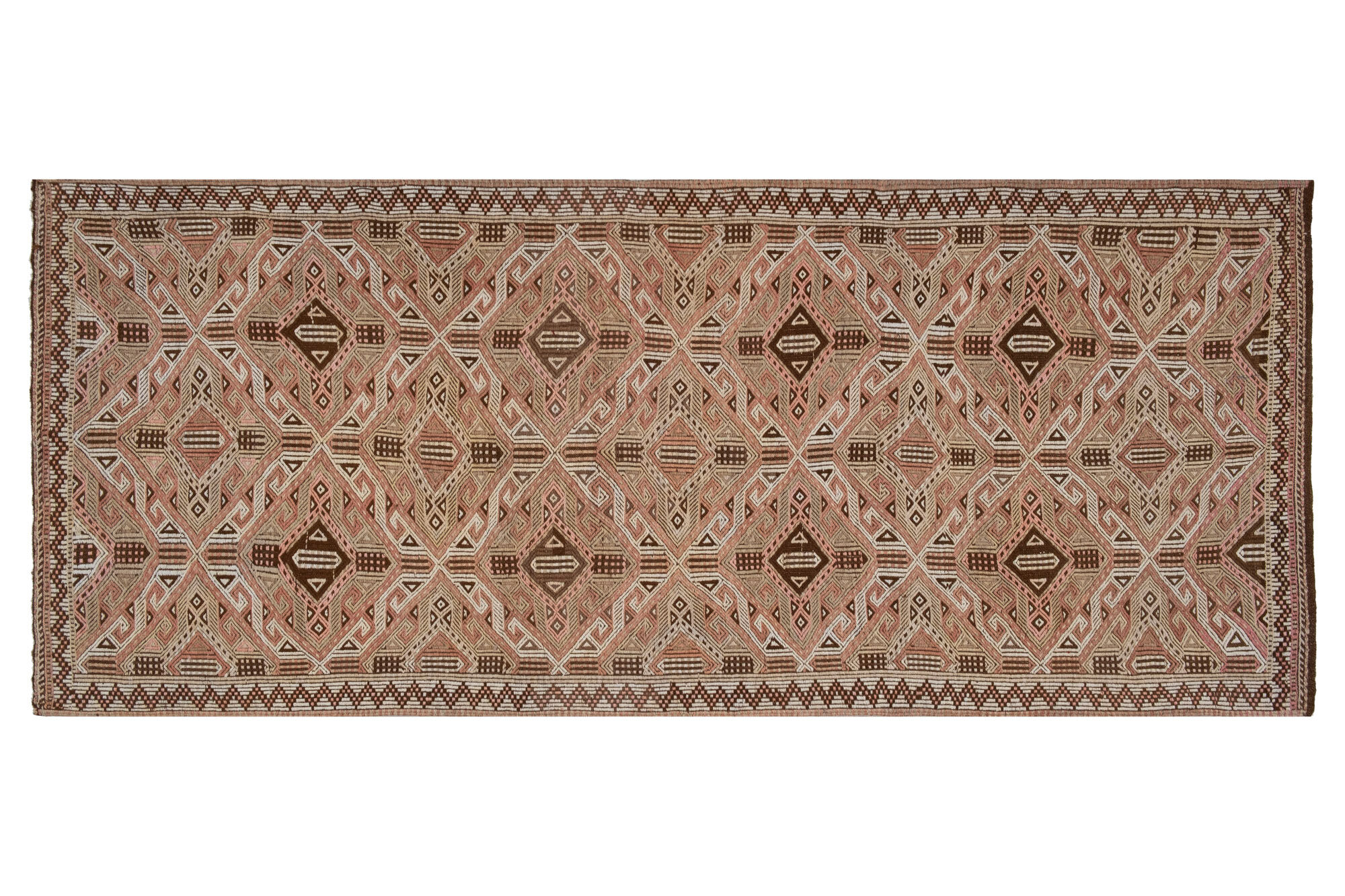 Turkish jajim runner hand woven wool nomad runner rug 140 x 320 cm