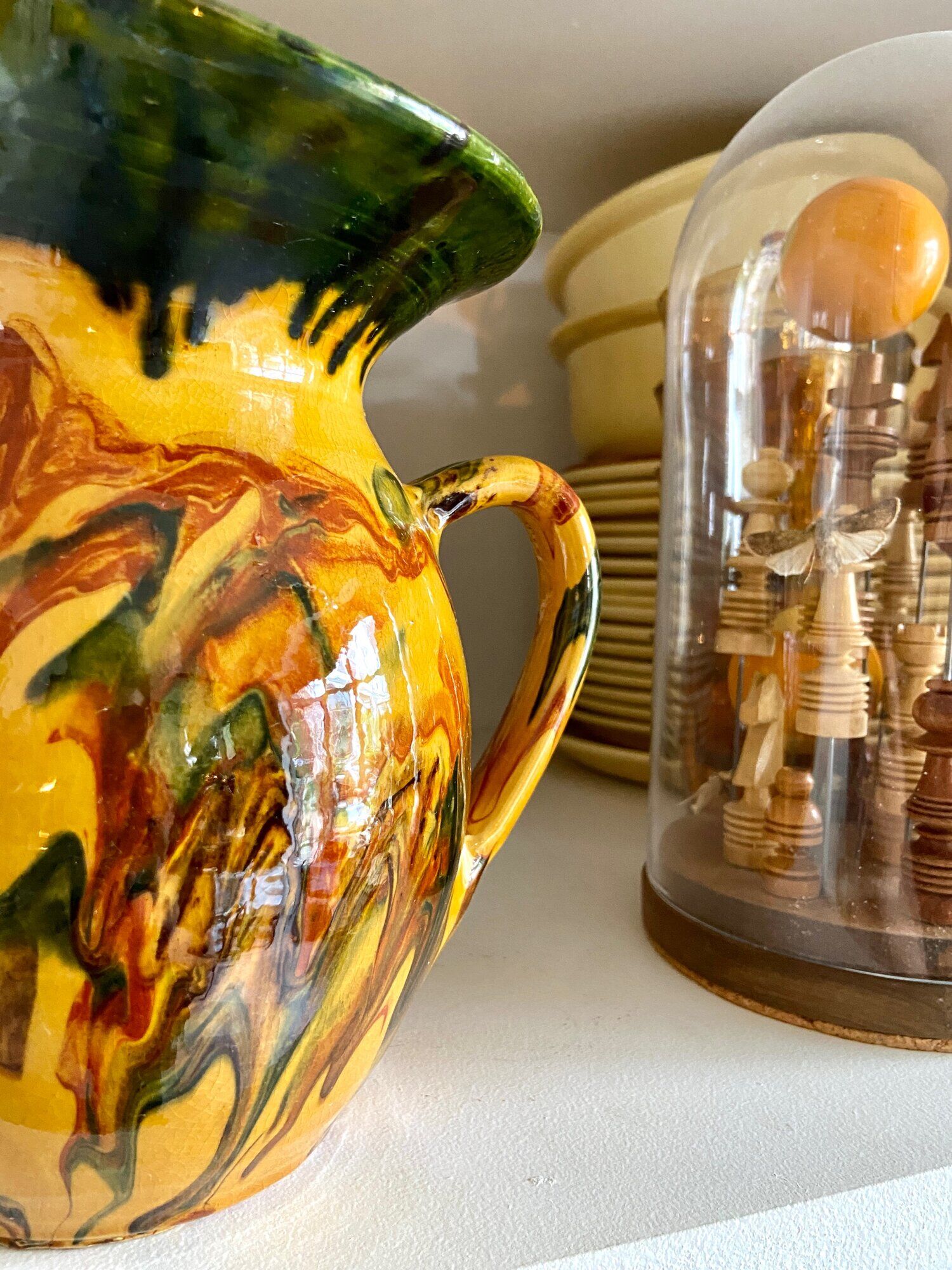 Glazed ceramic pitcher