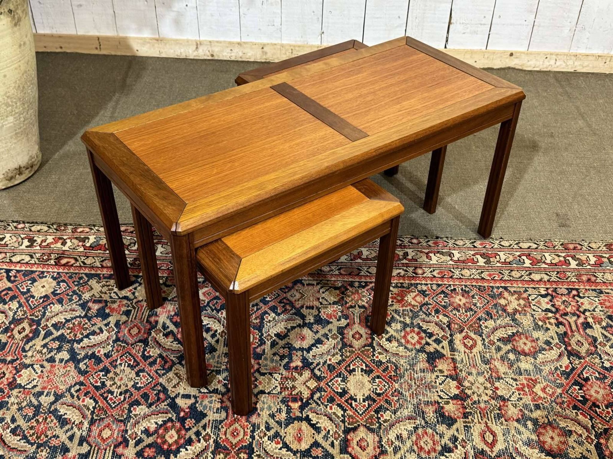 Set of 3 nesting tables in teak from the 1970s.