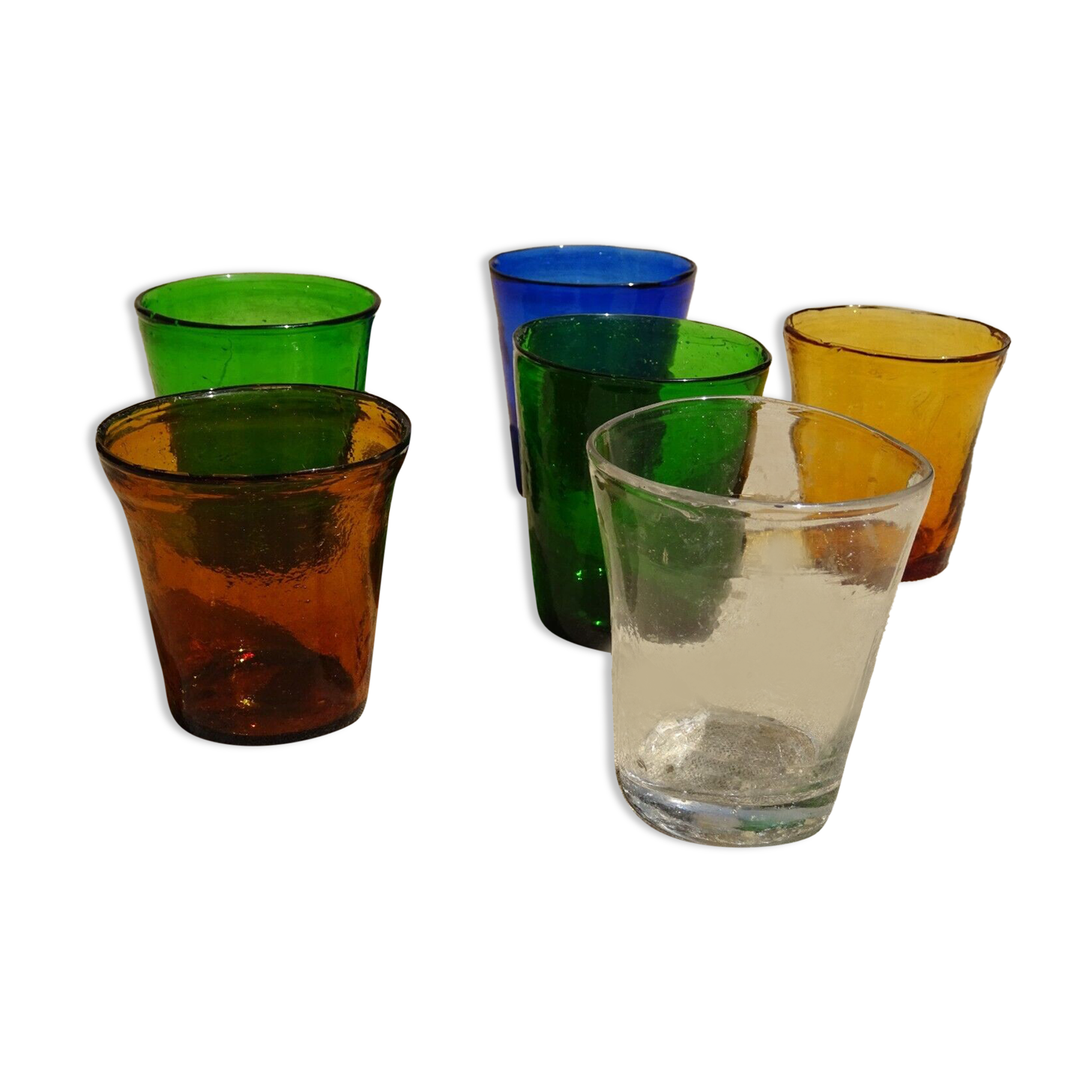 6 old lights photophore blown glass XVIII XIX th folk art