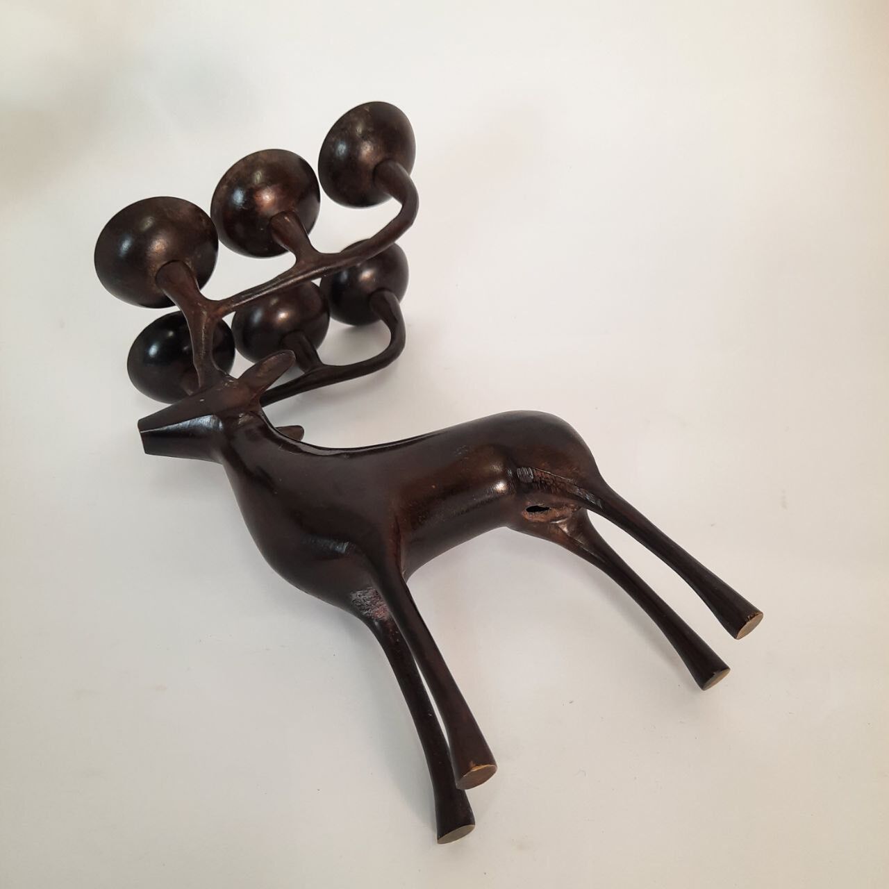 Pair of deer candle holders, bronzed brass