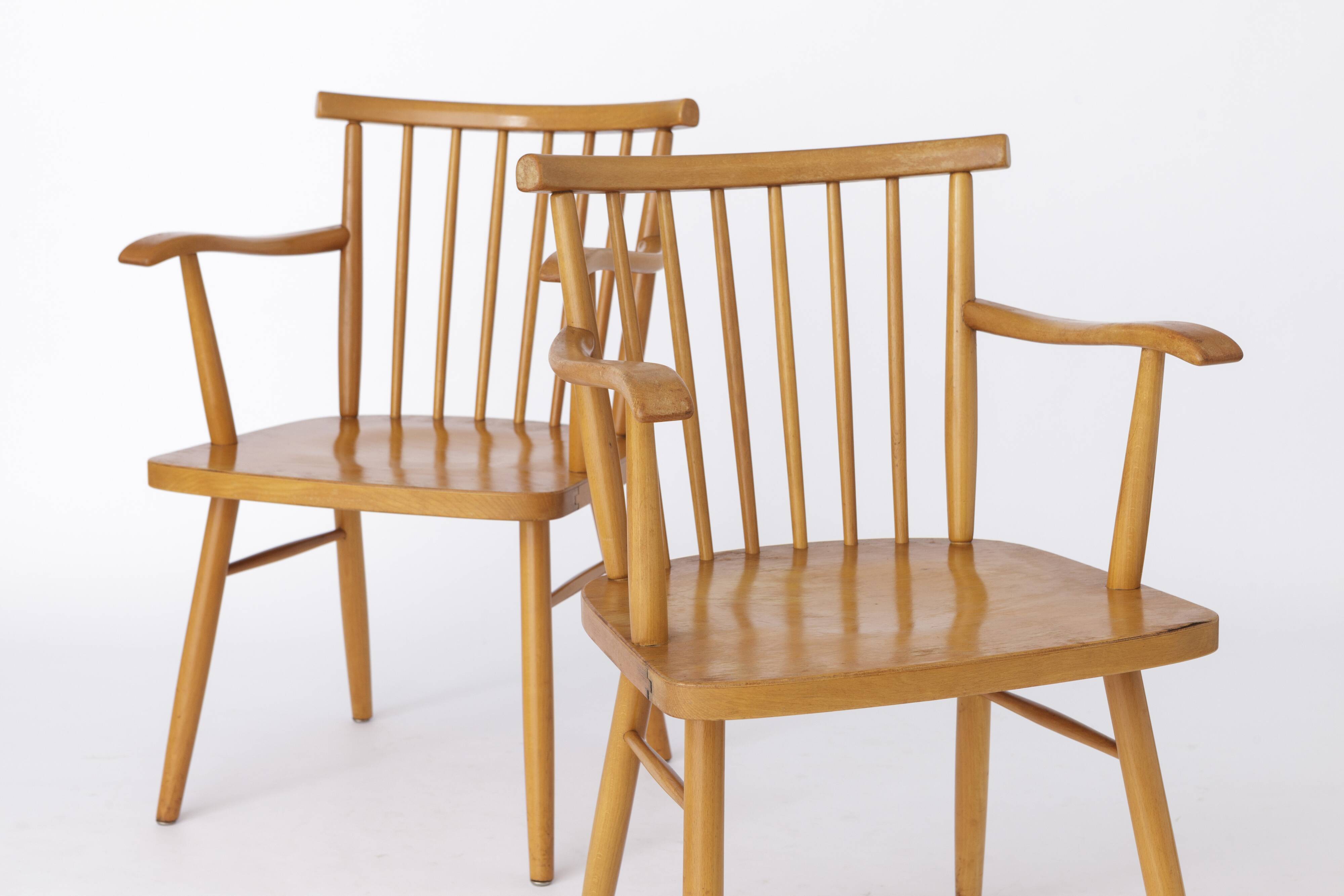Pair Lübke Chairs 1950s Vintage Germany