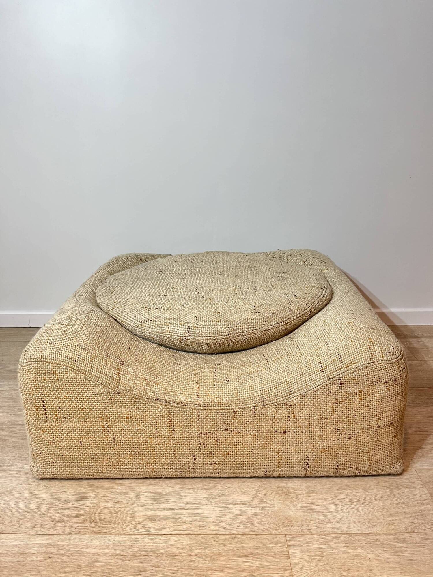 Mid-Century Low Armchair, Original Upholstery,1970s