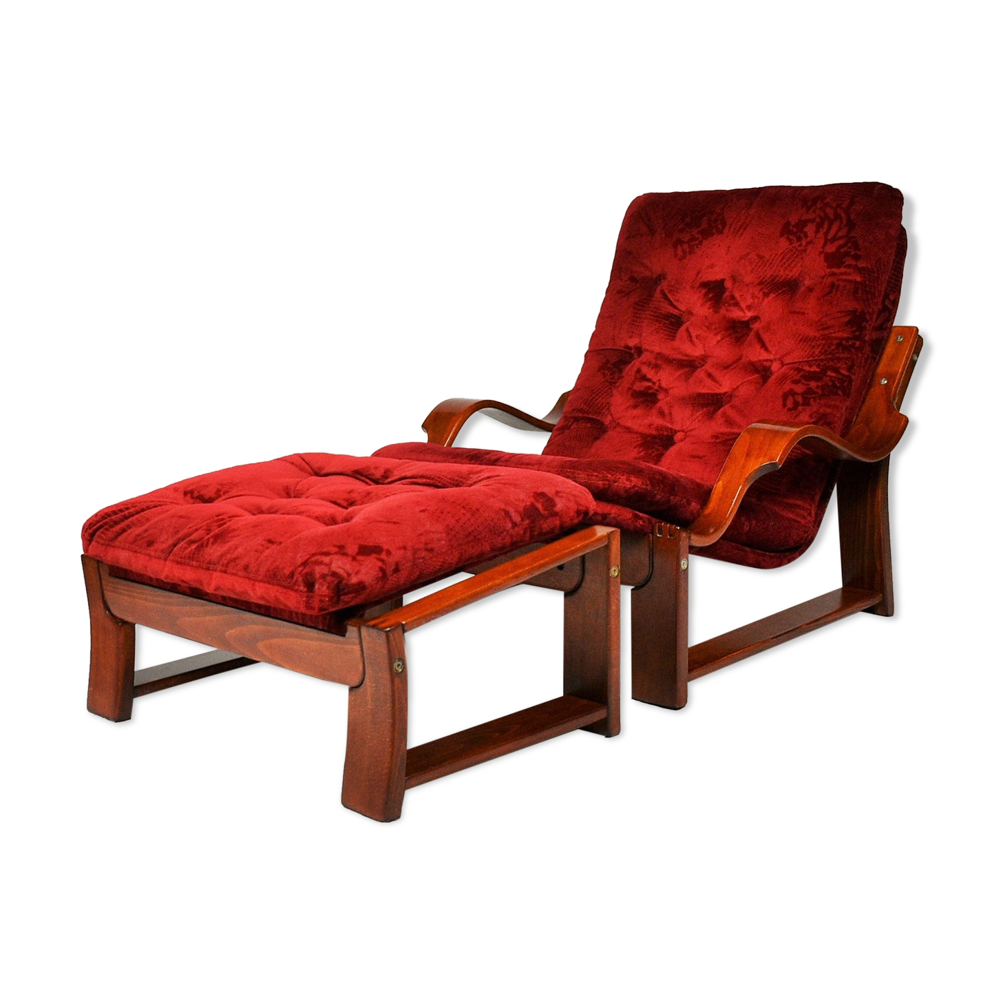 Scandinavian set of armchair and stool , 1960