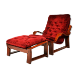 Scandinavian set of armchair and stool , 1960