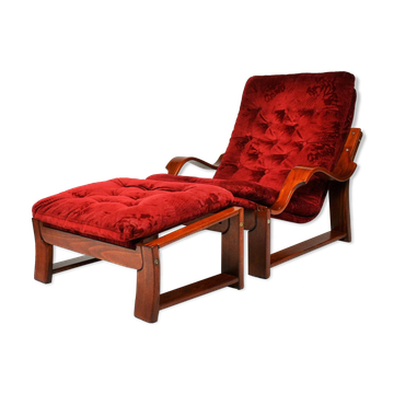 Scandinavian set of armchair and stool , 1960