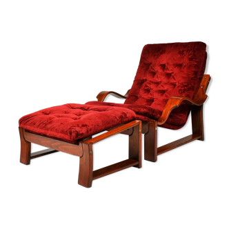 Scandinavian set of armchair and stool , 1960