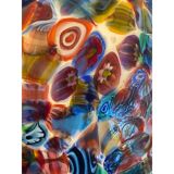 Lampe de table en verre de style oeuf de Murano multicolore floral contemporain, lot de 2 ou une paire de lustres