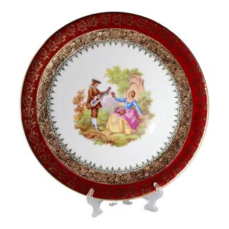 Vintage Limoges Plate, Courting Couple, Made from Beautiful pure white porcelain with gold rims