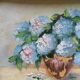 Set of 2 paintings bouquets of flowers with golden frame (signed Morgan)