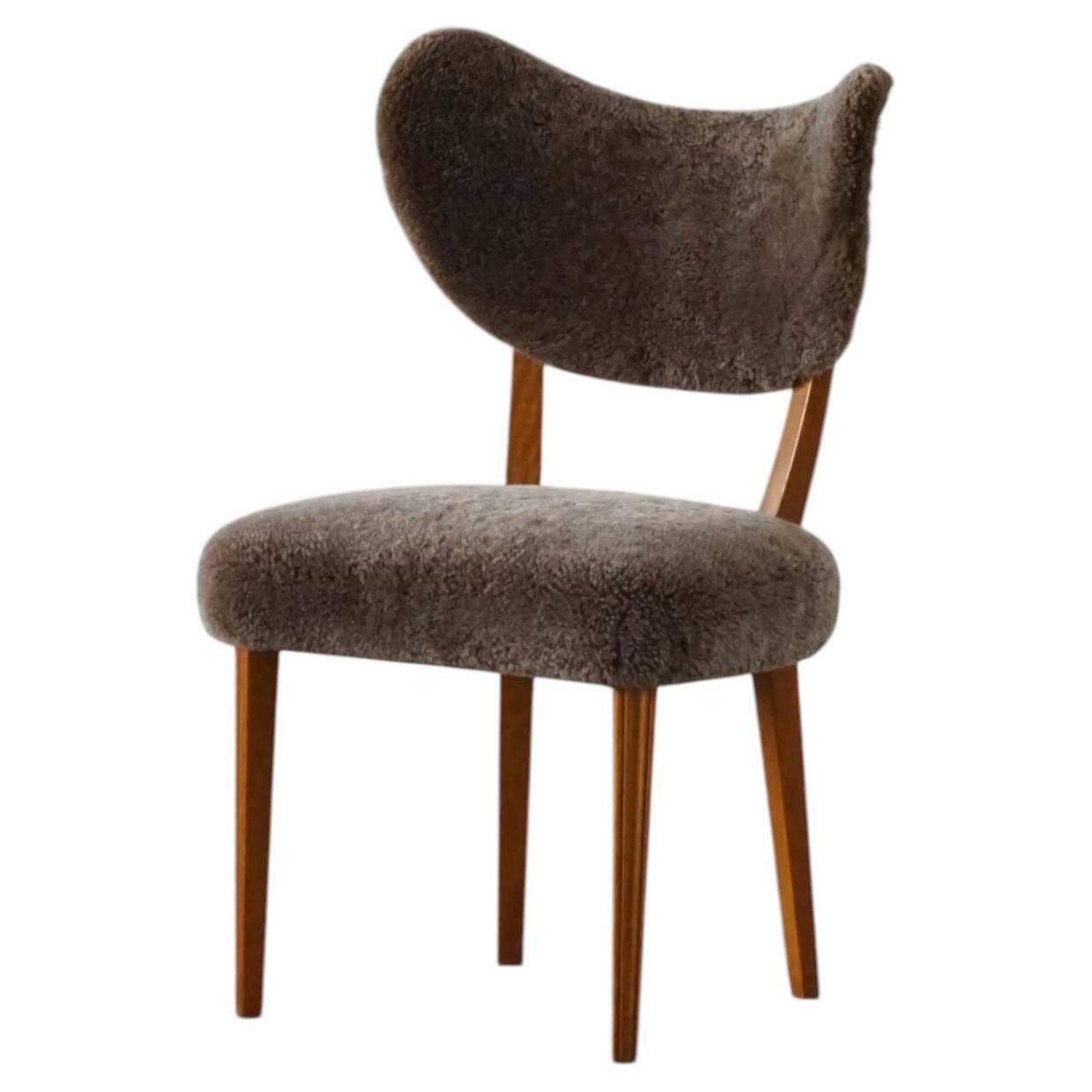 Danish chair from the mid-20th century, dining/office chair in lamb's wool, Eva Koppel, 1950s.