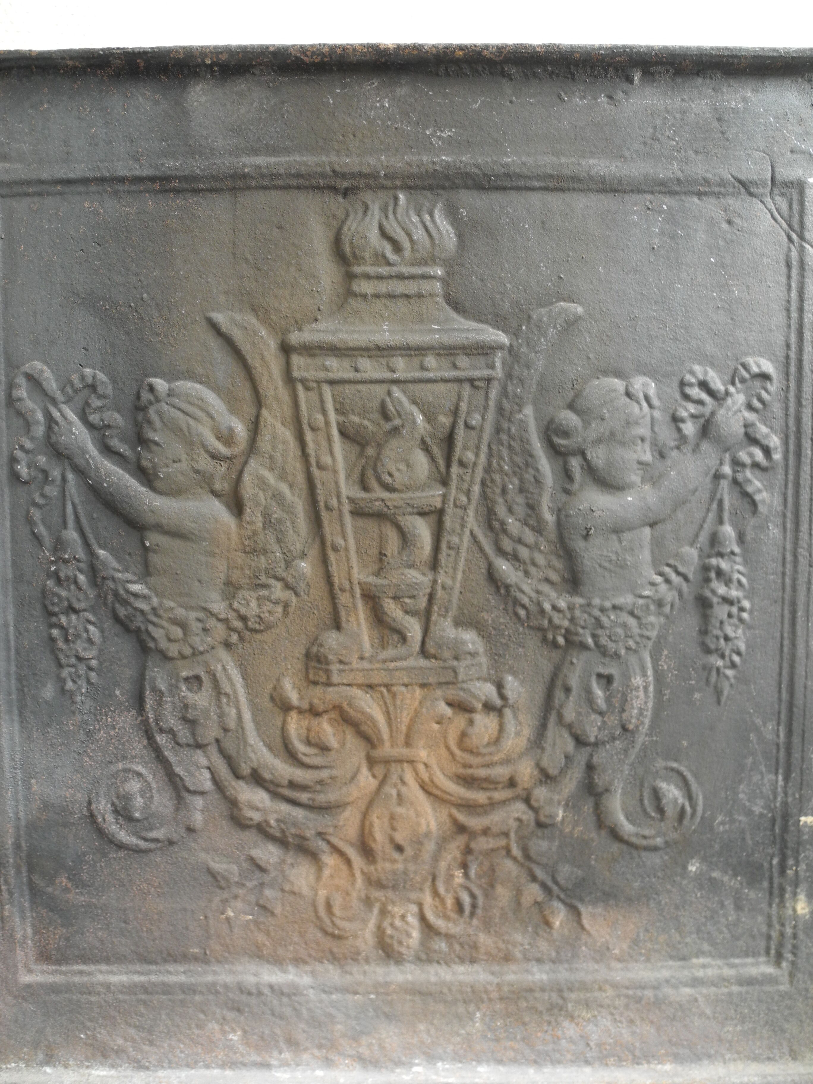 Empire 19th-style cast chimney cast iron fireback 19th