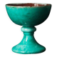 Cup on a pedestal or chalice in cloudy lagoon green glazed terracotta