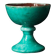 Cup on a pedestal or chalice in cloudy lagoon green glazed terracotta