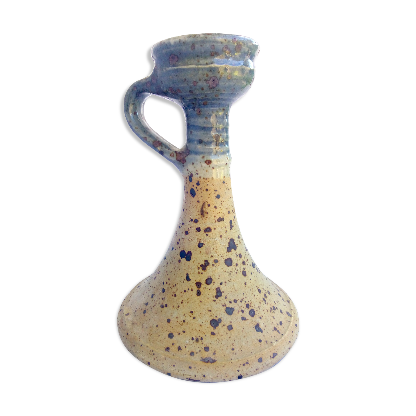 Pierre Digan-style sandstone and blue-collar candlestick