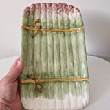 Old dish and asparagus drainer Barbotine ceramic