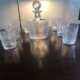 Lalique whisky set comprising its carafe with stopper and 8 "femme a l'antique" glasses