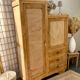 Asymmetrical wardrobe in raw wood