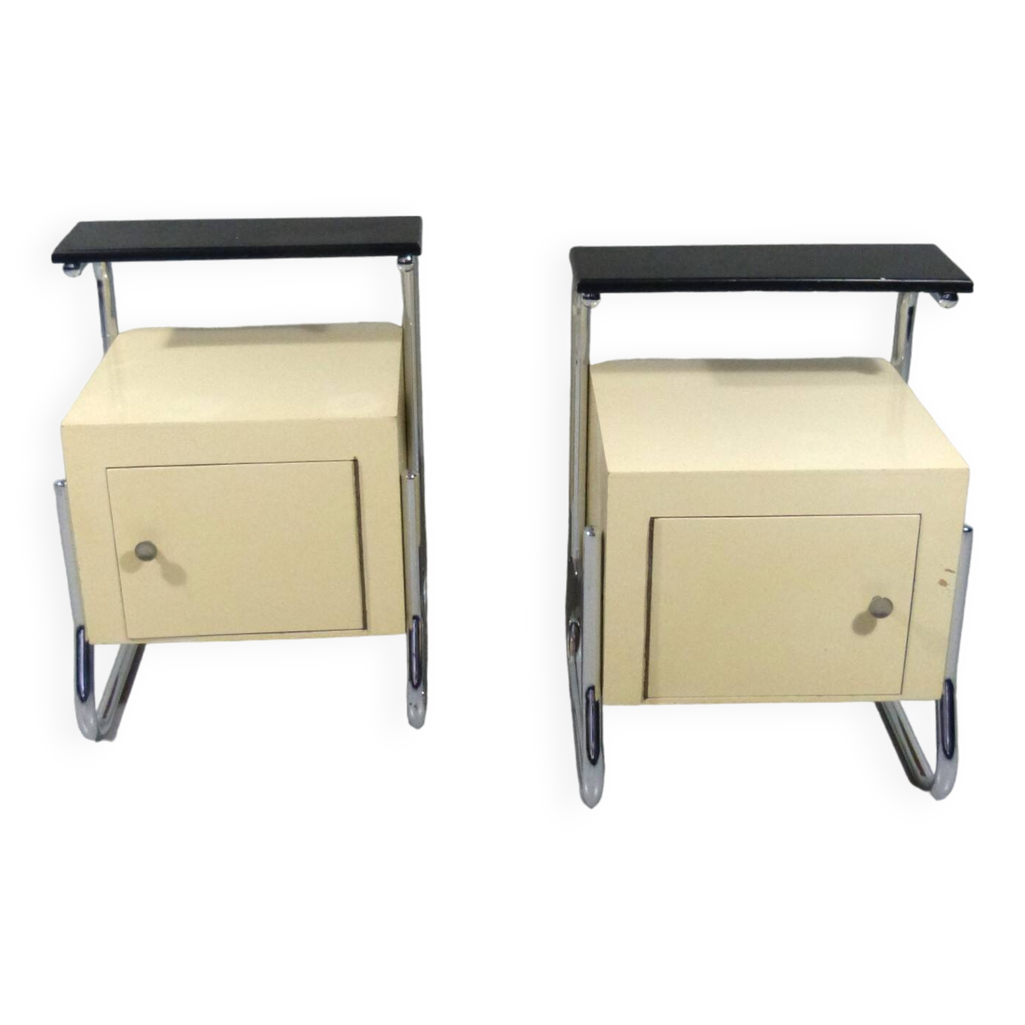 Set of 2 tubular bedside tables from the 50s