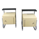 Set of 2 tubular bedside tables from the 50s