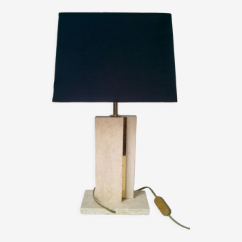 Lampe de table en travertin et laiton doré par Camille Breesch Belgique c. 1970