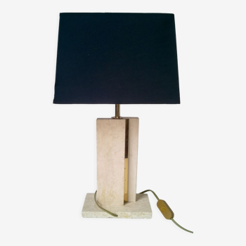 Travertine and gilded brass table lamp by Camille Breesch Belgium c. 1970