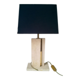 Travertine and gilded brass table lamp by Camille Breesch Belgium c. 1970