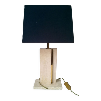 Travertine and gilded brass table lamp by Camille Breesch Belgium c. 1970