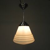 Art Deco pendant lamp with ribbed white globe, 1930s