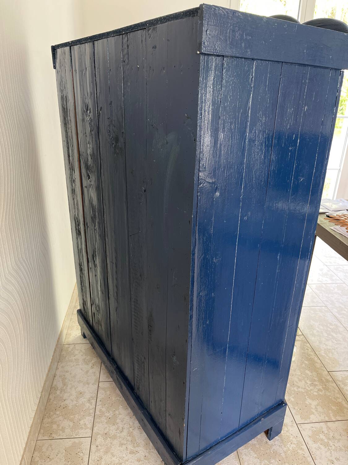 Old Parisian wardrobe painted in midnight blue