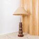 Lampe de sol en céramique XXL Fat Lava avec abat-jour en tissu beige, design des années 1960 de style mid-century