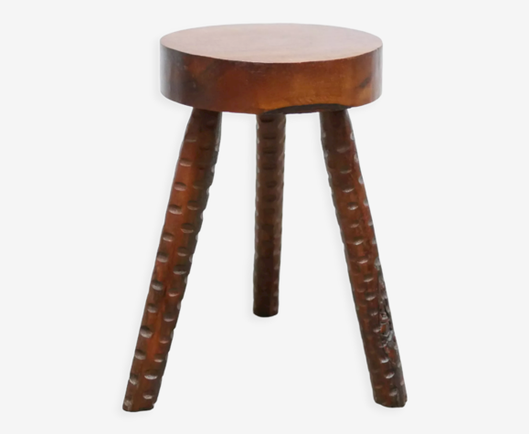 Tabouret tripode vintage en bois