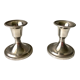 Pair of silver metal candle holders