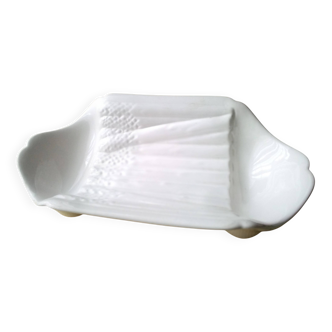 Asparagus serving dish, Salins earthenware, Pompadour pattern