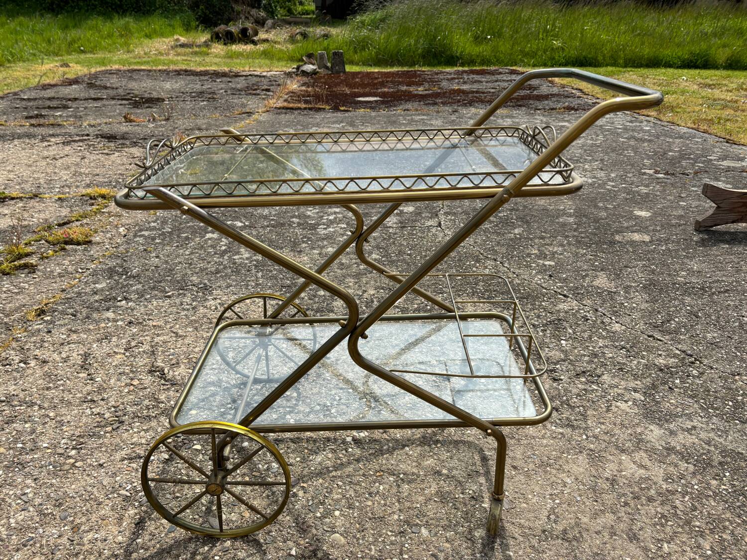 Vintage gold metal server