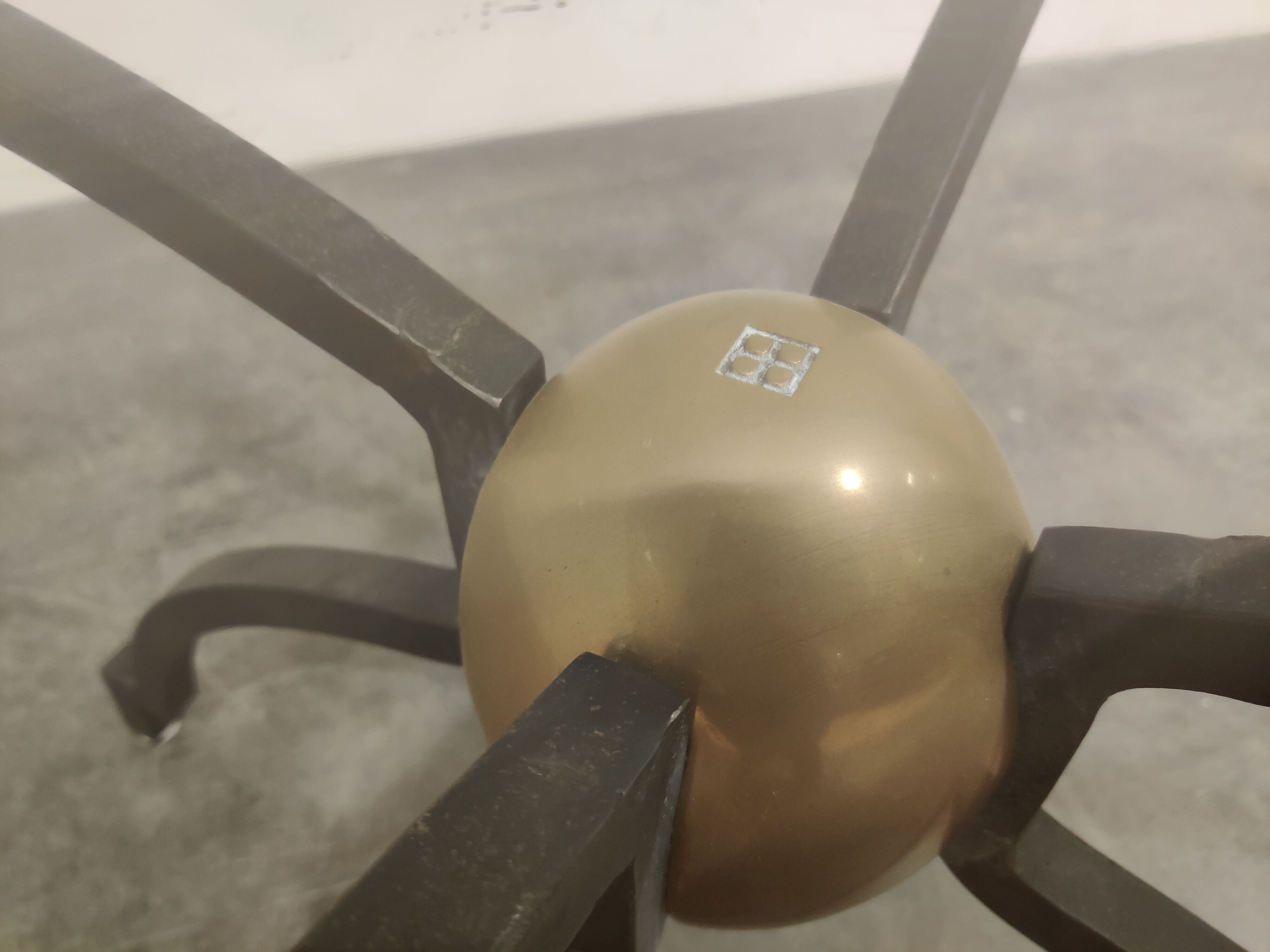 Peter Ghyczy iron and brass coffee table