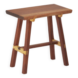 Contemporary handcrafted stool / end table in solid sipo and oak wood