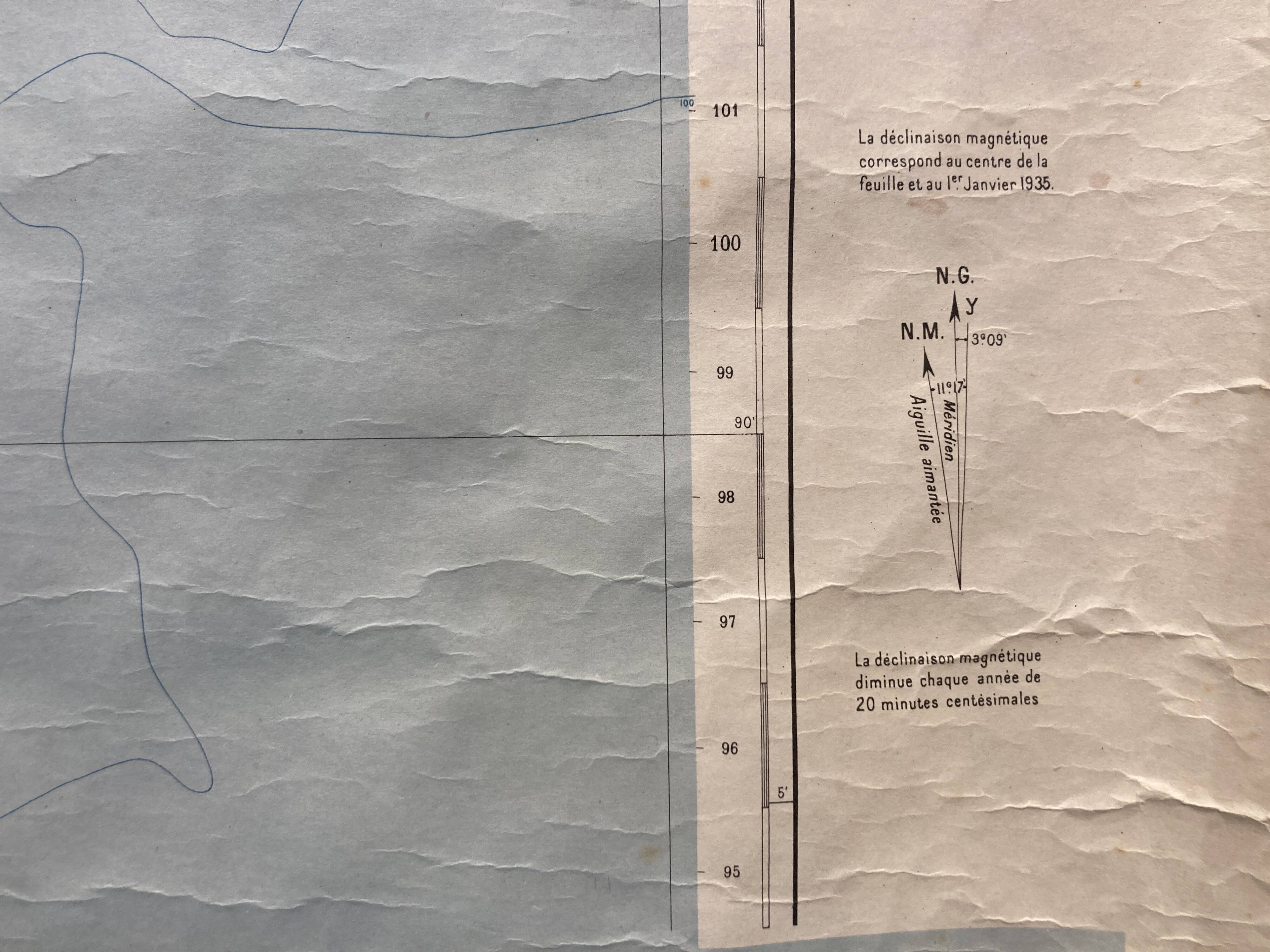 Map of South East France on paper