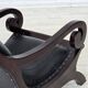 1970s, vintage armchair with footstool, black furniture leather.