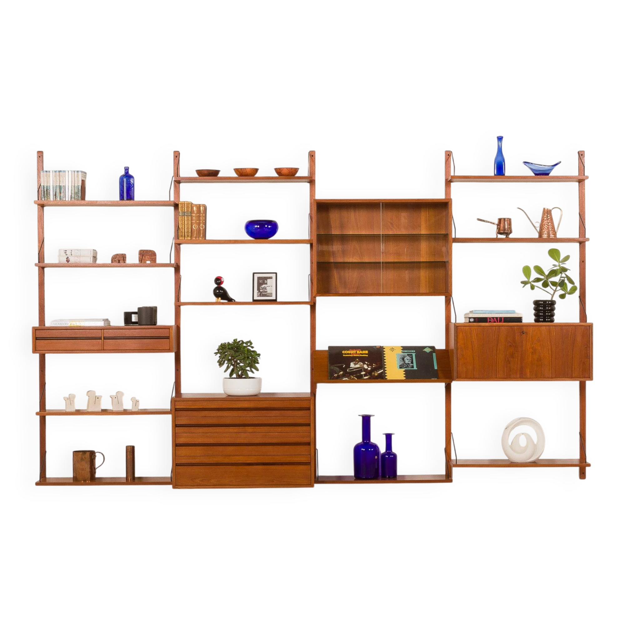 Poul Cadovius 4 bay teak wall unit for Cado, Denmark 1960s