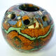 Flower spike in ball shape, glazed ceramic, signed Gerbino Vallauris.