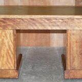 Antique desk by James Winter & Sons London in satin wood and leather.