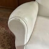 Vintage club chair in cream white leather