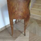 Pair of 2 Louis XV bedside tables - marquetry - 2 drawers - pink marble