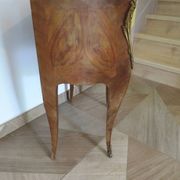Paire de 2 chevets-louis xv-marqueterie-2 tiroirs-marbre rose