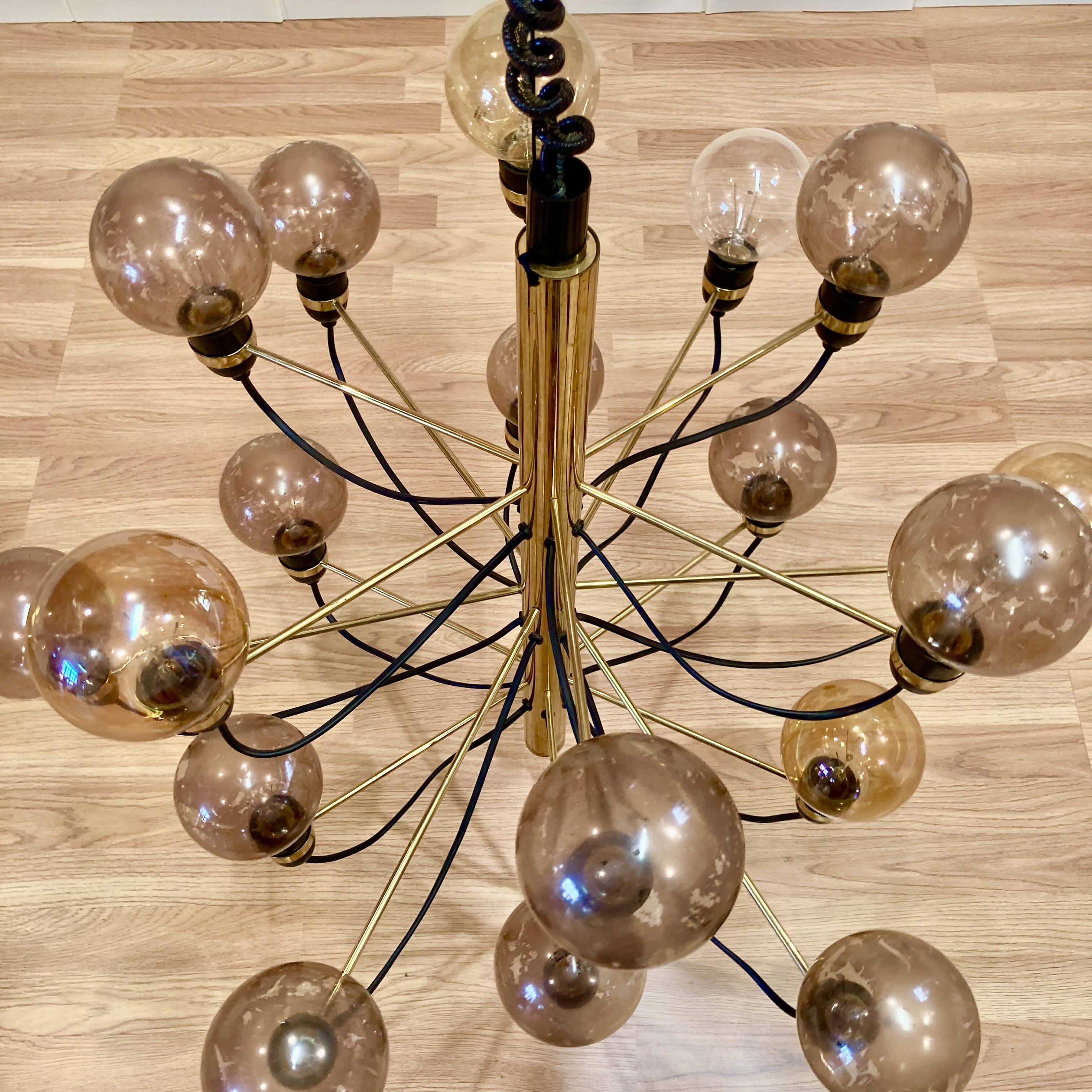 Grande suspension design métal d'époque