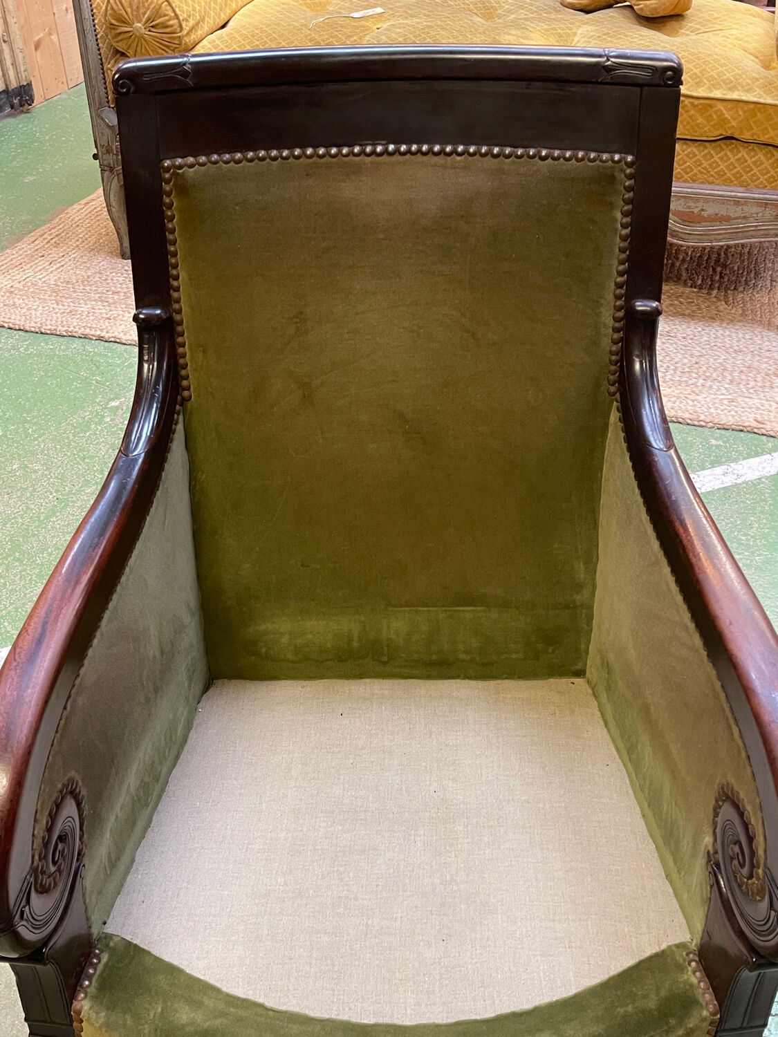 19th-century bergère in mahogany