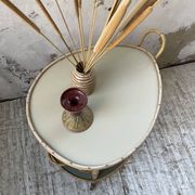 Desserte, table roulante en rotin années 60
