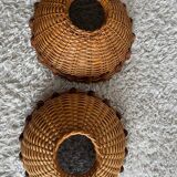 Pair of vintage wicker lampshades