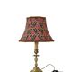 Recycled vintage lamp — antique bronze candlestick base and graphic flowers